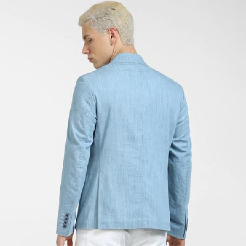 Men Single-Breasted Slim-Fit Cotton Blazers