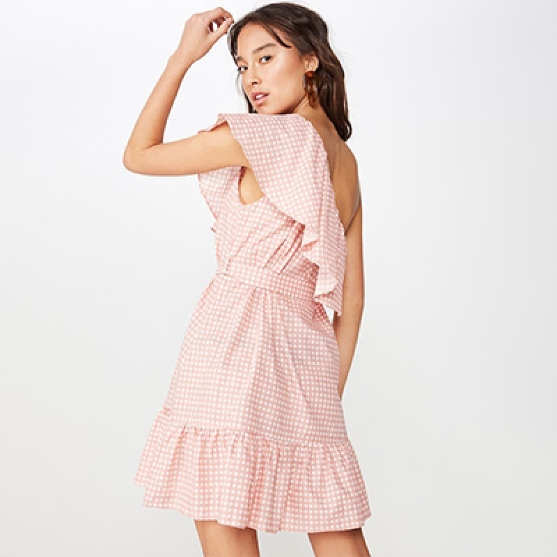 Women Checked Pink A-Line Dress