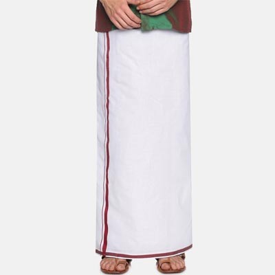 Men White Solid Pure Cotton Dhoti