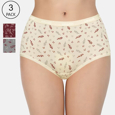 Women Pack Of 3 Cream & Maroon Briefs