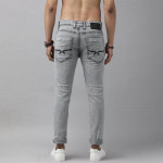 Men Grey Skinny Fit Heavy Fade Stretchable Jeans