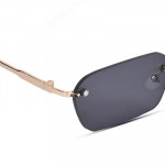 Unisex Black Lens & Gold-Toned Rectangle Sunglasses with UV Protected Lens