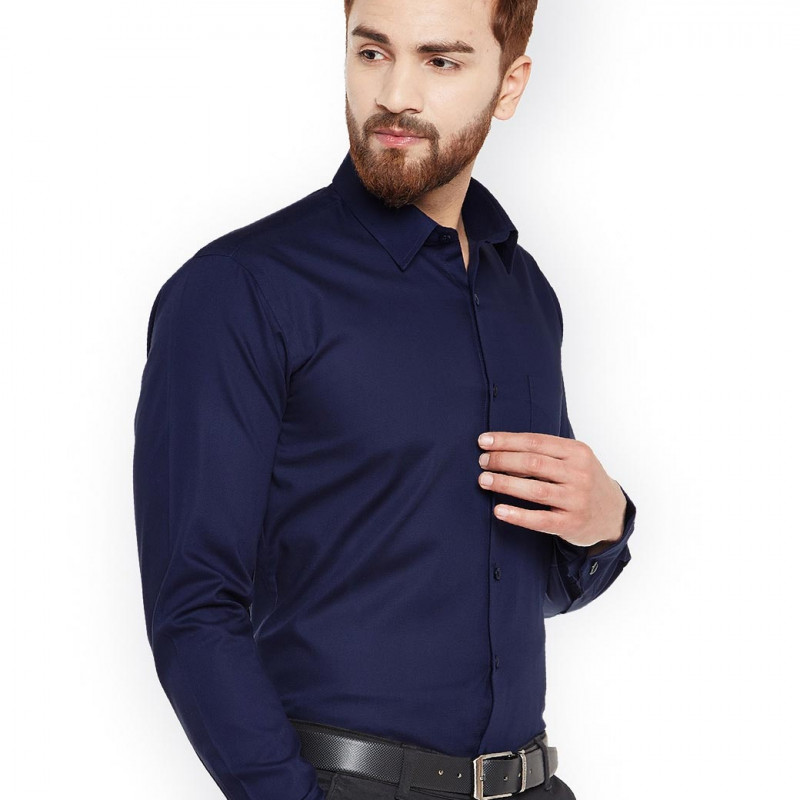 Men Nayy Slim Fit French Cuff Formal Shirt